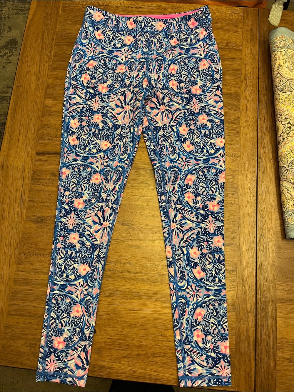 Lilly Pulitzer Navy and Pink Floral Medallion Leggings